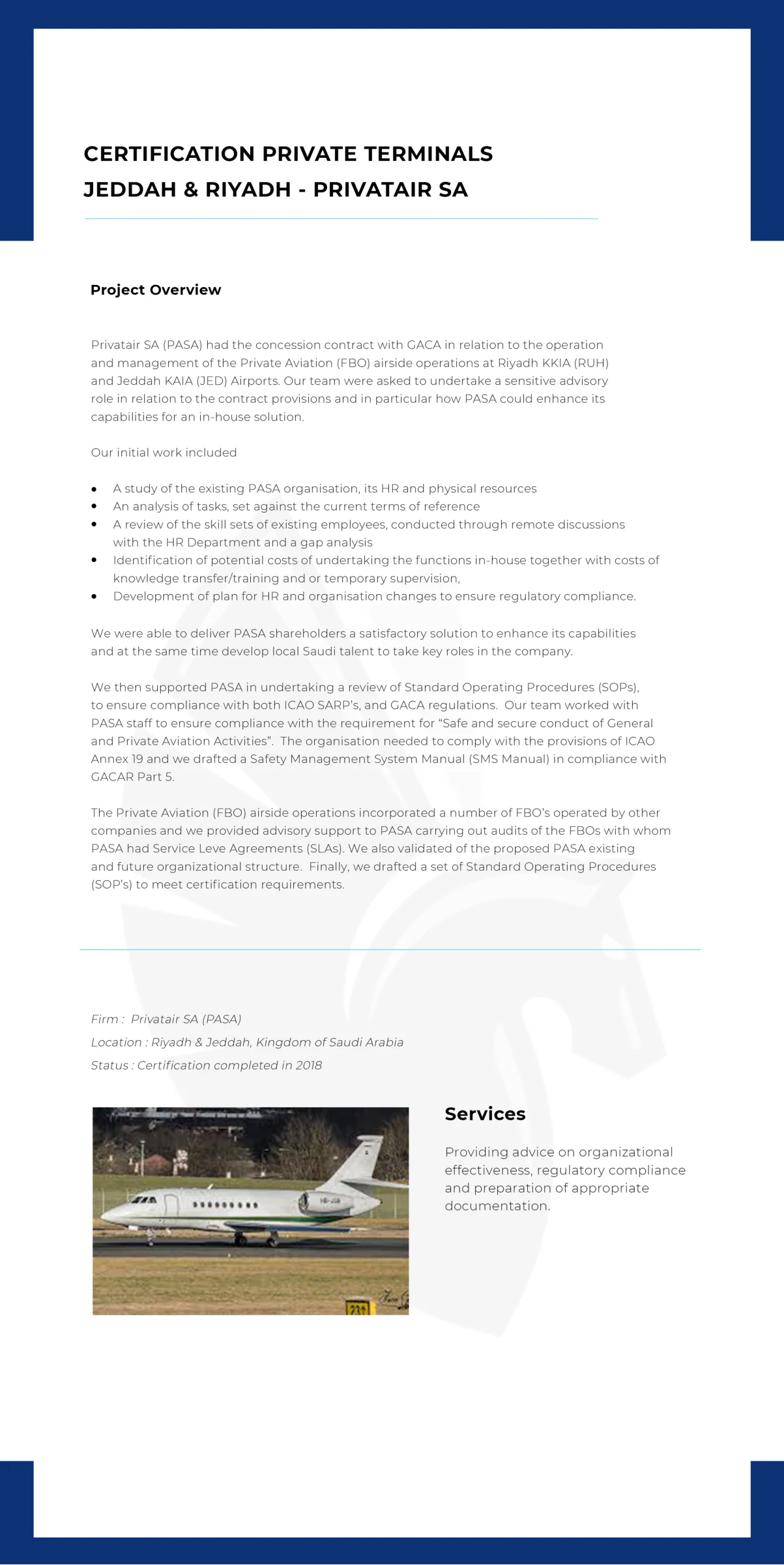 Certification Private Terminals Jeddah & Riyadh