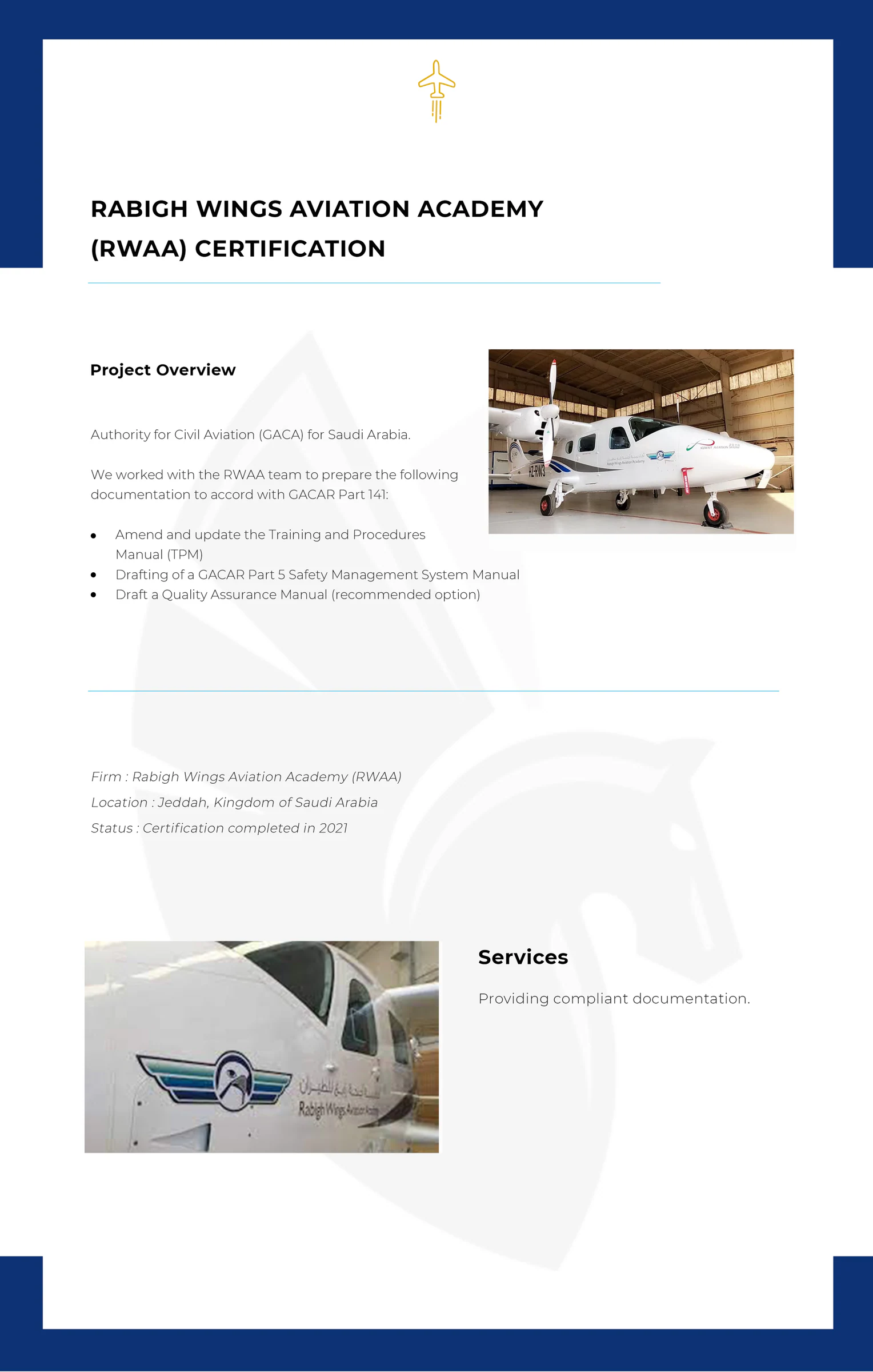 Rabigh Wings Aviation Academy (RWAA) Certification